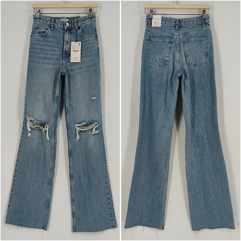 Zara Blue Flare & Wide Leg Jeans NWT